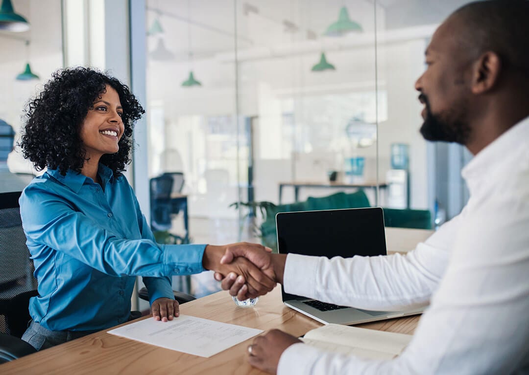 Employer and Employee shaking hands